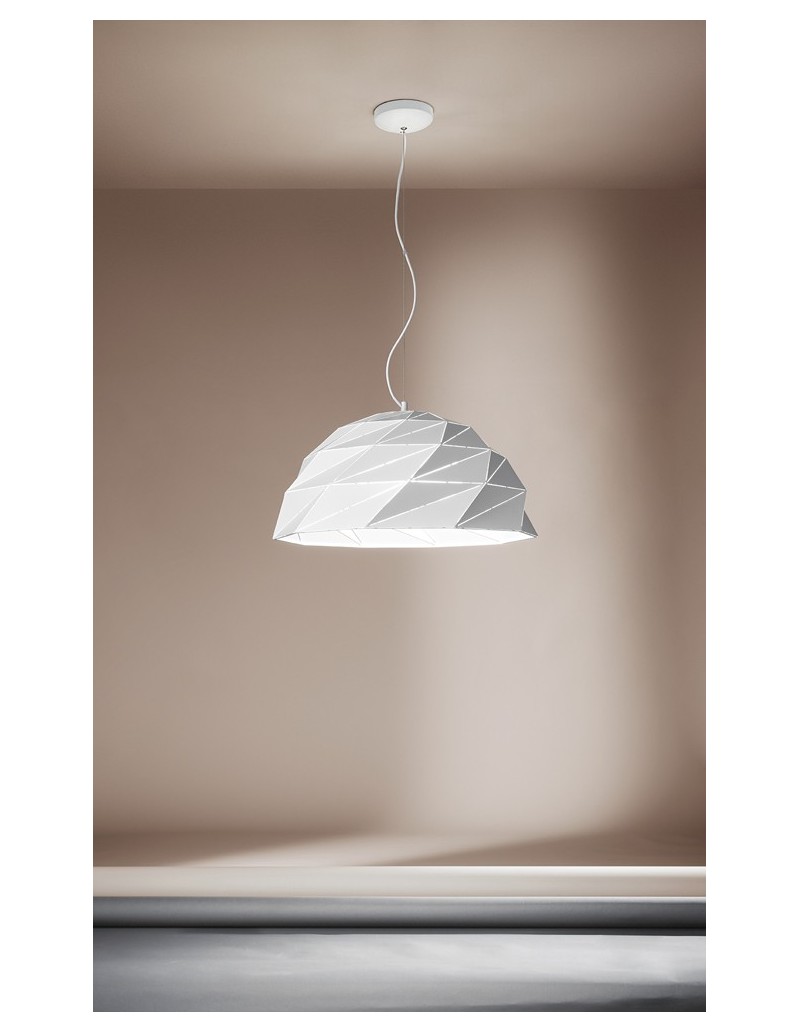 Sospensione circolare Ø 56 in metallo bianco con tagli di luce a laser, 3 x E27 | Perenz -PERENZ