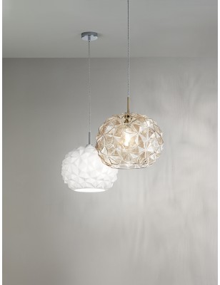Sospensione geometrica Ø 35 in vetro ambra con montatura oro bronzato, E27 | Perenz -PERENZ 2