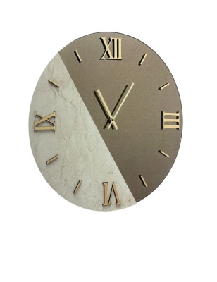 Orologio da parete Mirò Ø 80 cm in vetro bronzo satinato e marmo, numeri oro | Abitarte -ABITARTE