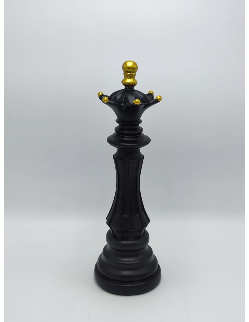 Scultura Re degli scacchi in resina nero e oro, H 40 cm | Mauro Ferretti -MAURO FERRETTI
