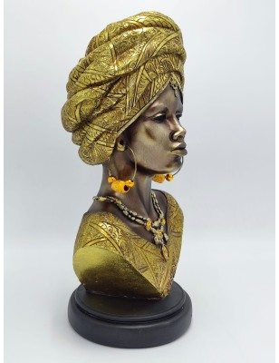 Scultura etnica Nairobi, regina Masai con turbante oro in resina, H 38 cm | Mauro Ferretti -MAURO FERRETTI 2