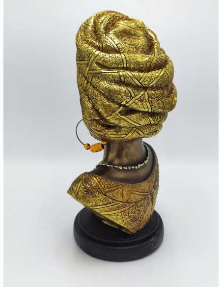 Scultura etnica Nairobi, regina Masai con turbante oro in resina, H 38 cm | Mauro Ferretti -MAURO FERRETTI