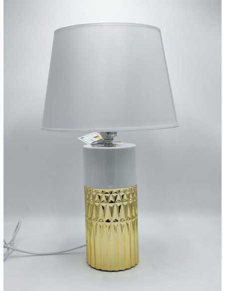 Lampada da tavolo Glam Elegant bianca e oro con paralume, Ø 30 cm, H 48,5 cm | Mauro Ferretti -MAURO FERRETTI