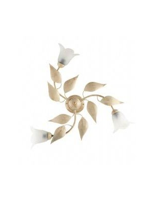 Plafoniera Olga a 3 luci in ferro battuto avorio e vetro bianco, Ø 67 cm, E14 | Bonetti Illumina -BONETTI ILLUMINA