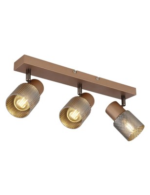 Faretto Satella a 3 luci orientabili in metallo caffè e vetro fumé, 41 cm, E14 | Globo Lighting -GLOBO LIGHTING