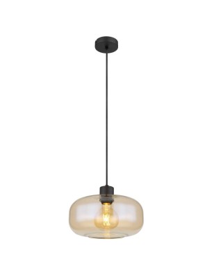 Lampada a sospensione Giuseppe Ø 28 in vetro ambra e metallo nero, E27 | Globo Lighting -GLOBO LIGHTING