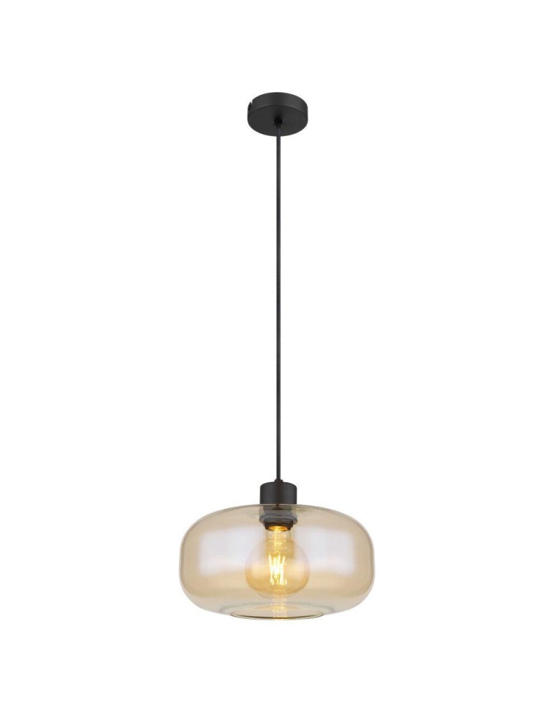 Lampada a sospensione Giuseppe Ø 28 in vetro ambra e metallo nero, E27 | Globo Lighting -GLOBO LIGHTING