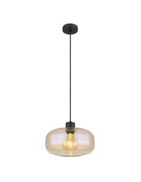 Lampada a sospensione Giuseppe Ø 28 in vetro ambra e metallo nero, E27 | Globo Lighting -GLOBO LIGHTING