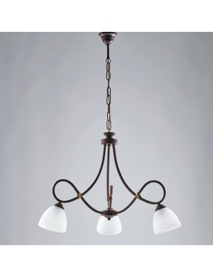 Lampadario Dallas a 3 luci in ferro battuto nero e ruggine, 58 cm | Bonetti Illumina -BONETTI ILLUMINA