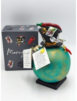 Pallina di Natale verde ottanio con cappello in ceramica 18 cm | Maruzzella Ceramiche -MARUZZELLA CERAMICHE