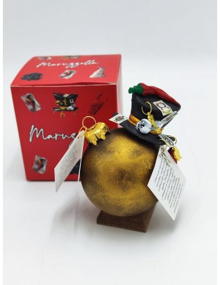 Pallina di Natale oro con cappello portafortuna in ceramica 12 cm | Maruzzella Ceramiche -MARUZZELLA CERAMICHE