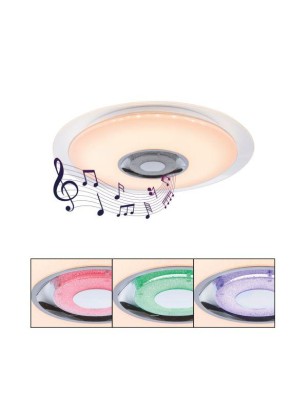 Plafoniera LED bianca Ø 50 cm con cassa Bluetooth, luce CCT e RGB con telecomando | Globo Lighting -GLOBO LIGHTING