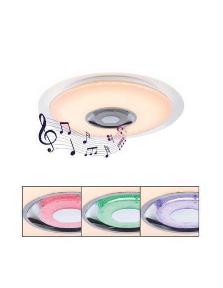 Plafoniera LED bianca Ø 50 cm con cassa Bluetooth, luce CCT e RGB con telecomando | Globo Lighting -GLOBO LIGHTING