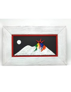 Quadro Vesuvio multicolor artigianale 30x50 cm in legno e pietra | Alleria -ALLERIA