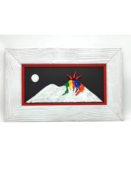 Quadro Vesuvio multicolor artigianale 30x50 cm in legno e pietra | Alleria -ALLERIA