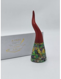 Corno rosso con sfumature smaltate multicolore in ceramica, con scatola (CDM-dec D) | A Ciort -A CIORT 2