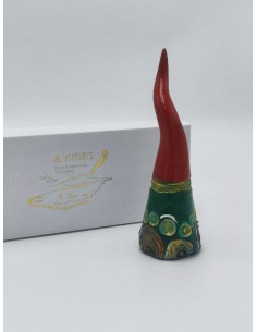 Corno rosso con sfumature smaltate verdi in ceramica, con scatola | A Ciort -A CIORT 2