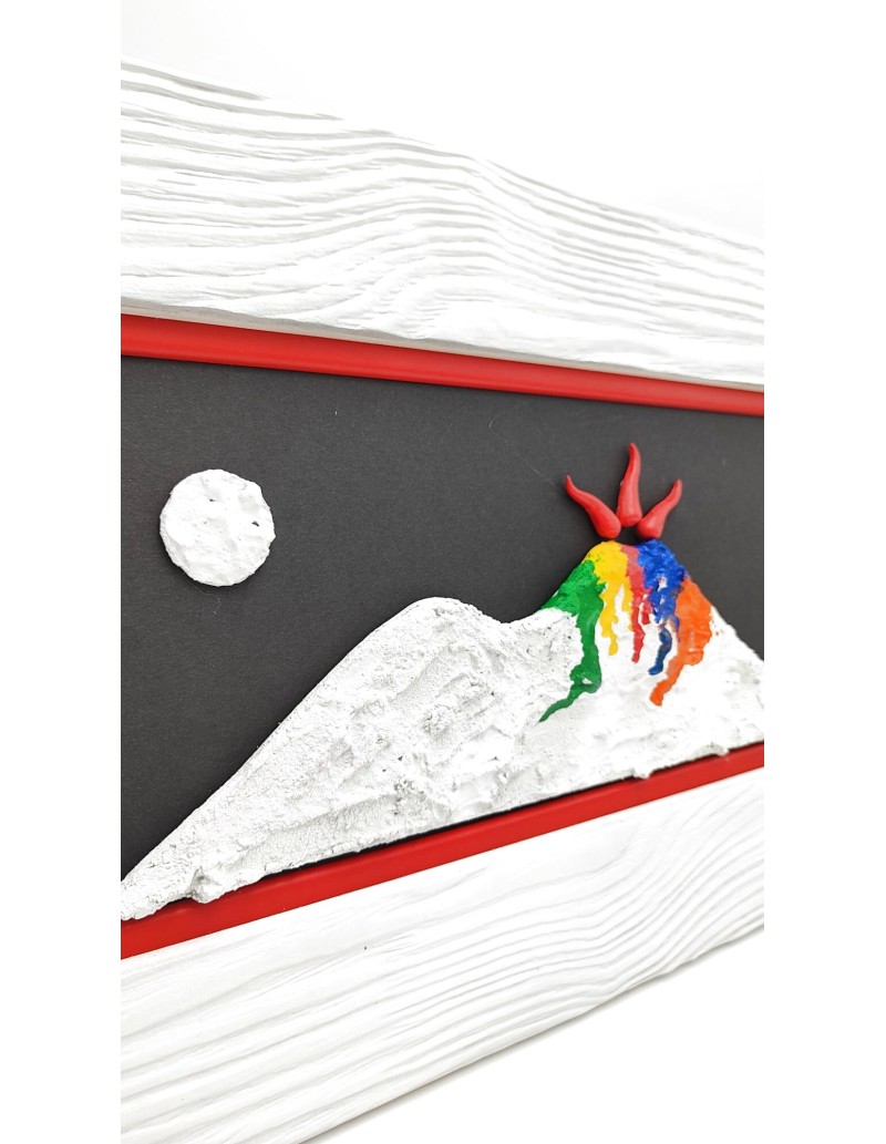 Quadro Vesuvio multicolor artigianale 30x50 cm in legno e pietra | Alleria -ALLERIA