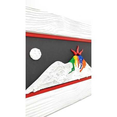 Quadro Vesuvio multicolor artigianale 30x50 cm in legno e pietra | Alleria -ALLERIA