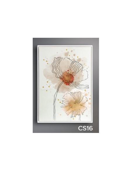 Set 3 quadri astratti fiori e innamorati in tinte pastello, cornice bianca, 50x70 cm | Quadri & Quadri -QUADRI & QUADRI