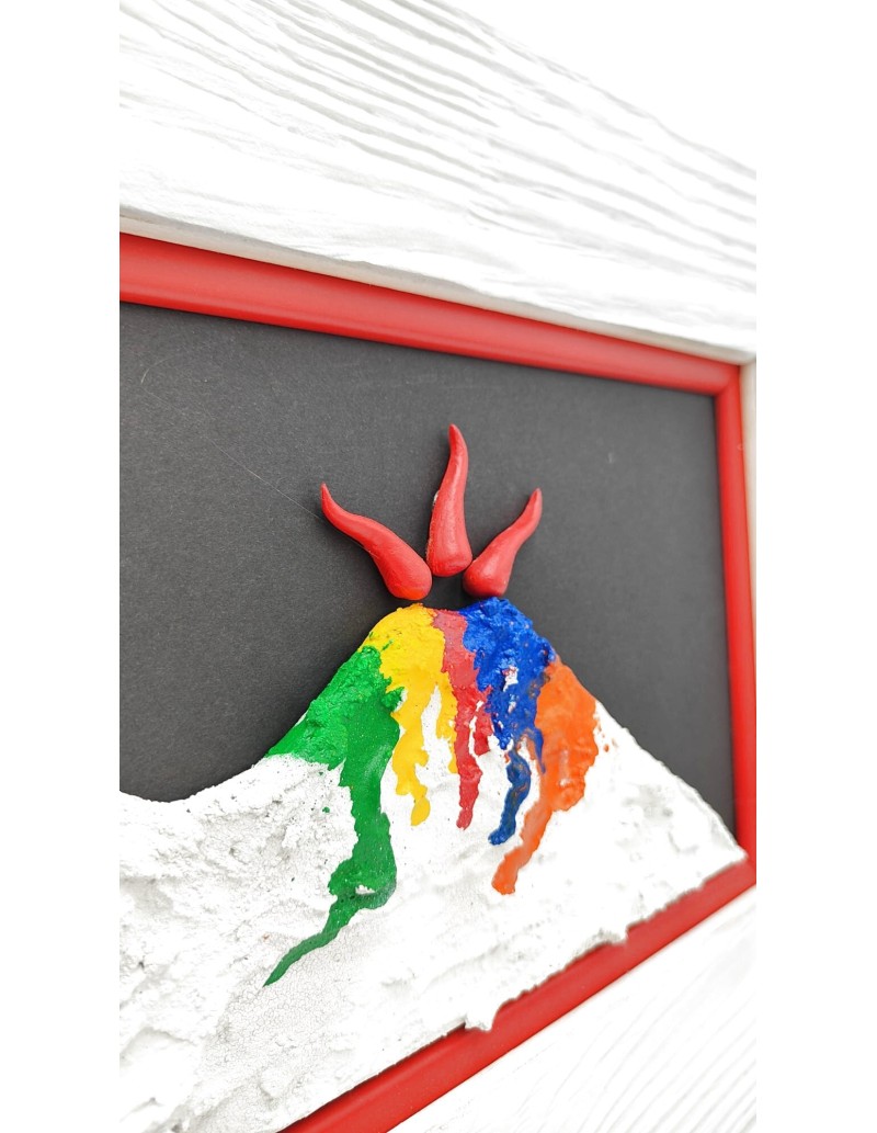 Quadro Vesuvio multicolor artigianale 30x50 cm in legno e pietra | Alleria -ALLERIA