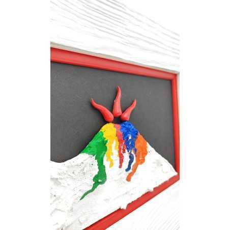 Quadro Vesuvio multicolor artigianale 30x50 cm in legno e pietra | Alleria -ALLERIA