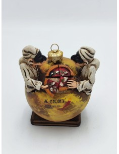 Sfera portafortuna con Pulcinella e pizza in ceramica dipinta a mano | A Ciort -A CIORT 2