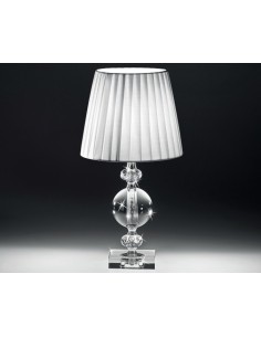 Lampada da comodino Sfera in cristallo al piombo con paralume, H 40 cm, E27 | Ranoldi -RANOLDI