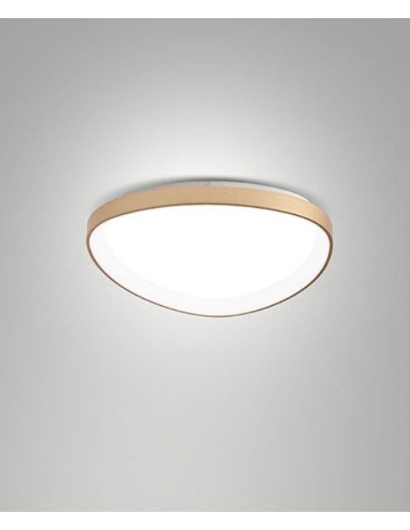 Plafoniera LED Quirk anello Ø 42 in ottone satinato, 40 W dimmerabile | Fabas Luce -FABAS LUCE