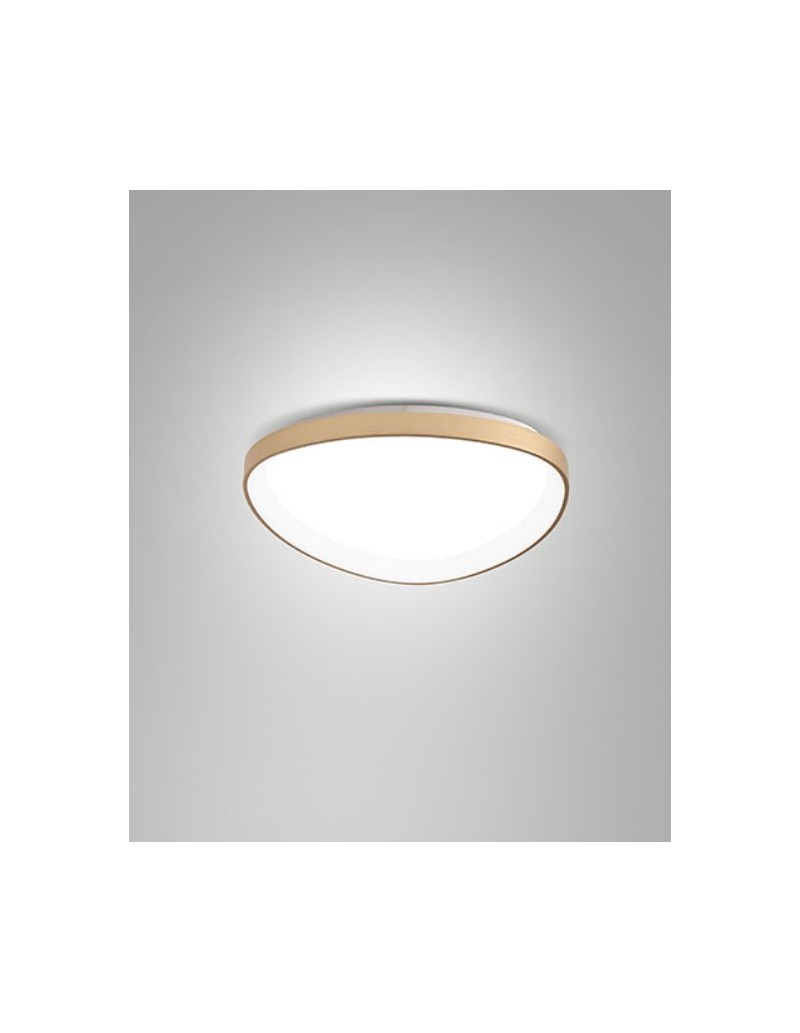 Plafoniera LED Quirk anello Ø 60 in ottone satinato, 56 W dimmerabile | Fabas Luce -FABAS LUCE