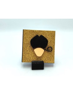 Quadro San Gennaro artigianale 9x9 cm in legno e pietra oro e nero | Alleria -ALLERIA