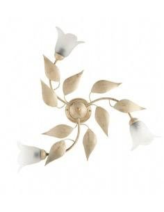Plafoniera Olga a 3 luci in ferro battuto avorio e vetro bianco, Ø 67 cm, E14 | Bonetti Illumina -BONETTI ILLUMINA 2