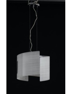 Sospensione Linea in vetro bianco a righe e metallo cromo, Ø 37 cm, E27 | GM Illuminazione -GM ILLUMINAZIONE 2