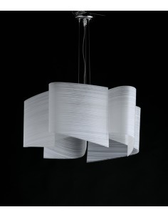 Lampada a sospensione Albatros Ø 63 a 5 luci in vetro bianco a righe, E27 | GM Illuminazione -GM ILLUMINAZIONE 2