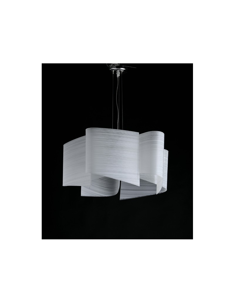 Lampada a sospensione Albatros Ø 63 a 5 luci in vetro bianco a righe, E27 | GM Illuminazione -GM ILLUMINAZIONE