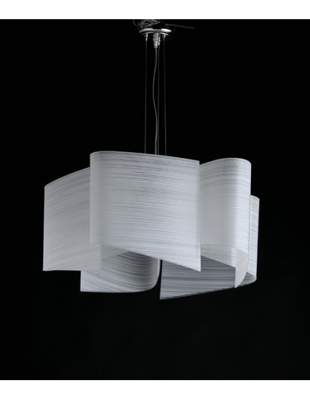 Lampada a sospensione Albatros Ø 63 a 5 luci in vetro bianco a righe, E27 | GM Illuminazione -GM ILLUMINAZIONE