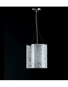 Sospensione Cartoccio Ø 26 in vetro decoro damasco marmoriz bianco, E27 | GM Illuminazione -GM ILLUMINAZIONE 2