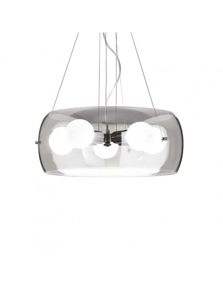 Sospensione Audi-10 SP5 Ø 48,5 in vetro soffiato fumè e metallo cromato, 5 x E27 | Ideal Lux -IDEAL LUX