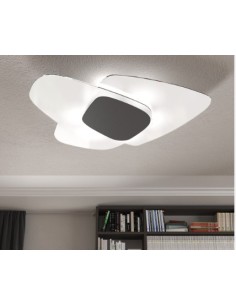 Plafoniera Strategy 54x33 cm in vetro bianco con centrale antracite, 4 luci E27 | Top Light -TOP LIGHT 2