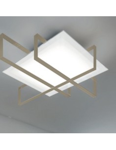 Plafoniera applique Cross 74x99 cm in vetro bianco con fasce sabbia, 4 luci E27 | Top Light -TOP LIGHT 2