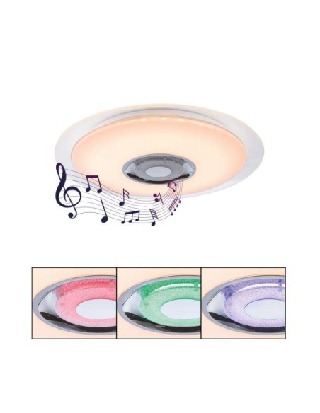 Plafoniera LED bianca Ø 50 cm con cassa Bluetooth, luce CCT e RGB con telecomando | Globo Lighting -GLOBO LIGHTING