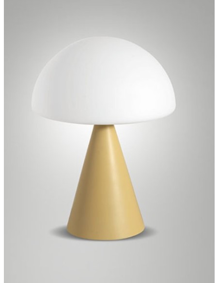 Lampada da tavolo LED Blip in metallo sabbia e vetro soffiato, dimmer touch | Fabas Luce -FABAS LUCE