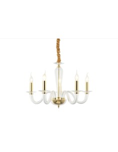 Lampadario Schubert a 5 luci in cristallo con finiture oro e copricatena, Ø 63 cm | Leolux -LEOLUX 2