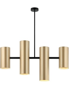 Lampadario Metropolis 83 cm con 4 cilindri Ø 12 in metallo oro e nero, GU10 | Leolux -LEOLUX 2