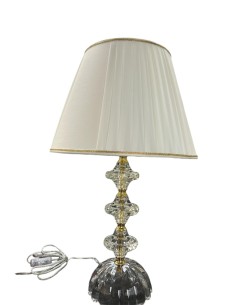 Lume da tavolo Vivaldi in cristallo con finiture oro e paralume avorio, H 60 cm, E27 | Leolux -LEOLUX 2