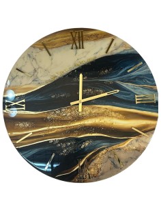 Orologio da parete Onde Ø 60 cm in resina effetto marmo blu e oro, numeri oro | Artidea -ARTIDEA 2