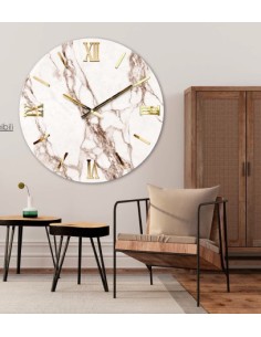 Orologio da parete Rosé Ø 60 cm effetto marmo nei toni del tortora, numeri oro | Artidea -ARTIDEA 2