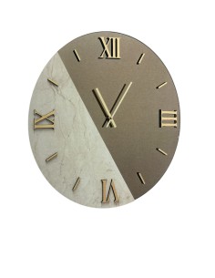 Orologio da parete Mirò Ø 80 cm in vetro bronzo satinato e marmo, numeri oro | Abitarte -ABITARTE 2