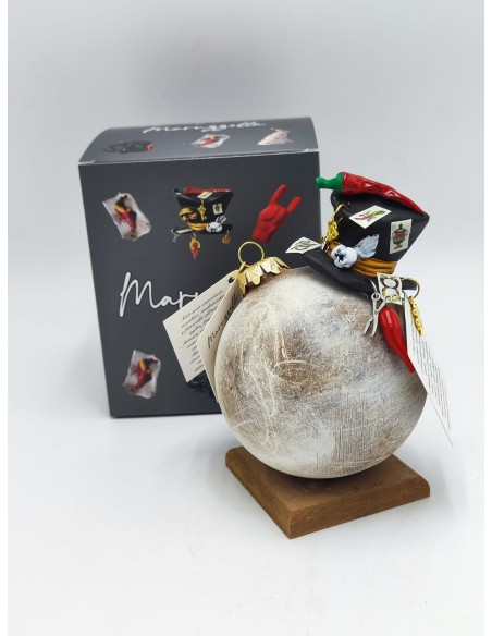 Pallina di Natale bianca con cappello portafortuna in ceramica 14 cm | Maruzzella Ceramiche -MARUZZELLA CERAMICHE