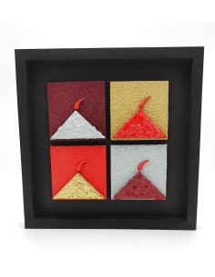 Quadro Vesuvio multicolor artigianale 25x25 cm in legno e pietra (MM-N/4L) | Alleria -ALLERIA
